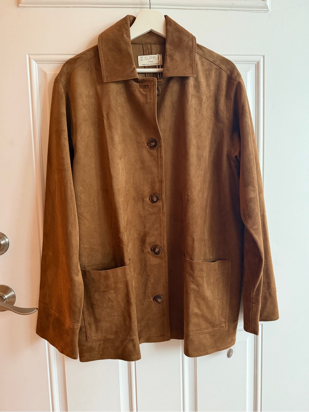 Z Supply Women's Faux Suede Button-Front Jacket in Brown